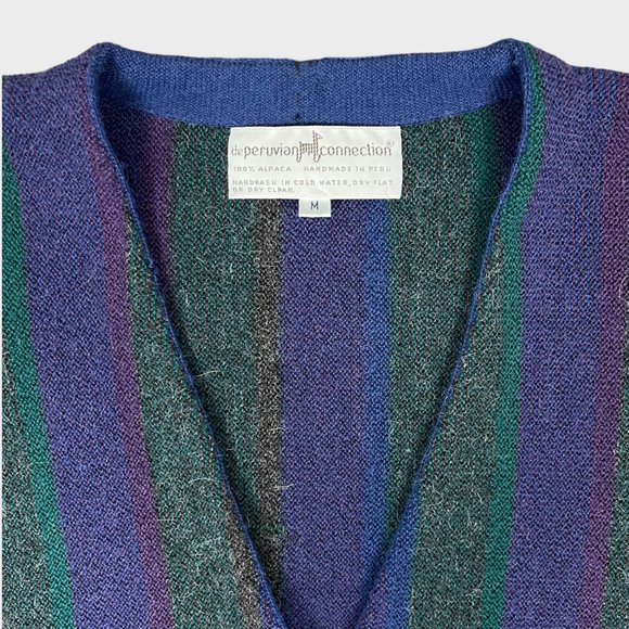 Peruvian Connection Women's 100% Alpaca Cardigan Purple Green Sweater Size M - Picture 8 of 16